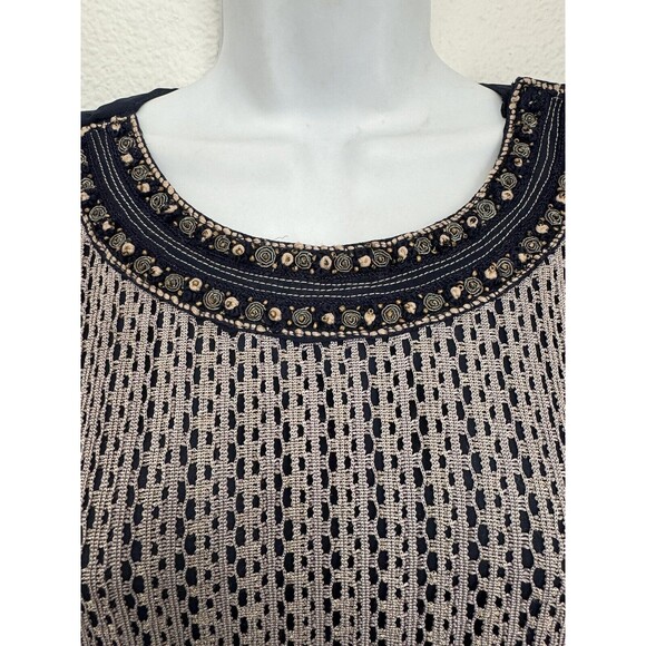 Joban Maxi Dress Bollywood Column Navy Blue Beaded Lightweight Mesh Overlay M - Picture 5 of 7